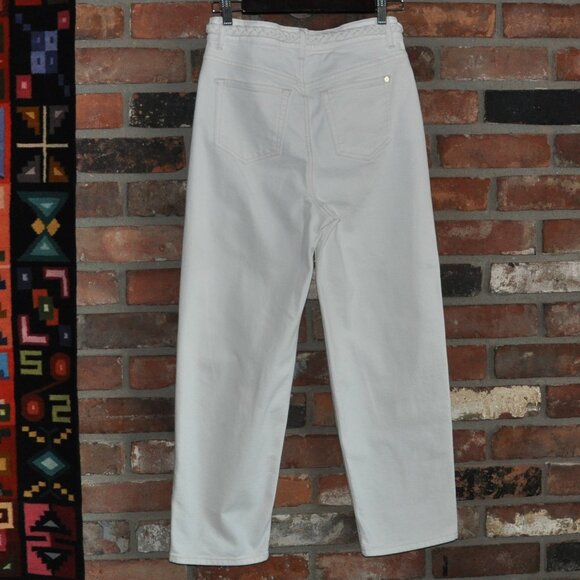 Ted Baker London White Denim Jeans, Braided Belt, Gold Stitching & Hardware 28 - Picture 8 of 13